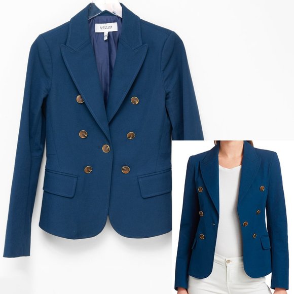 10 Crosby Derek Lam Jackets & Blazers - Derek Lam 10 Crosby Eliza Blazer Stretch Jacket Double Breasted Indigo Blue 4